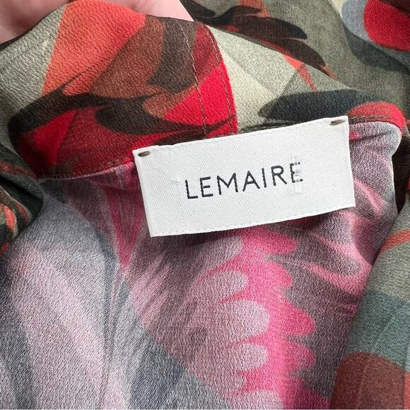 LEMAIRE Modified Hooded Blouse Rayon Red Print Sz 42 - Picture 2 of 7